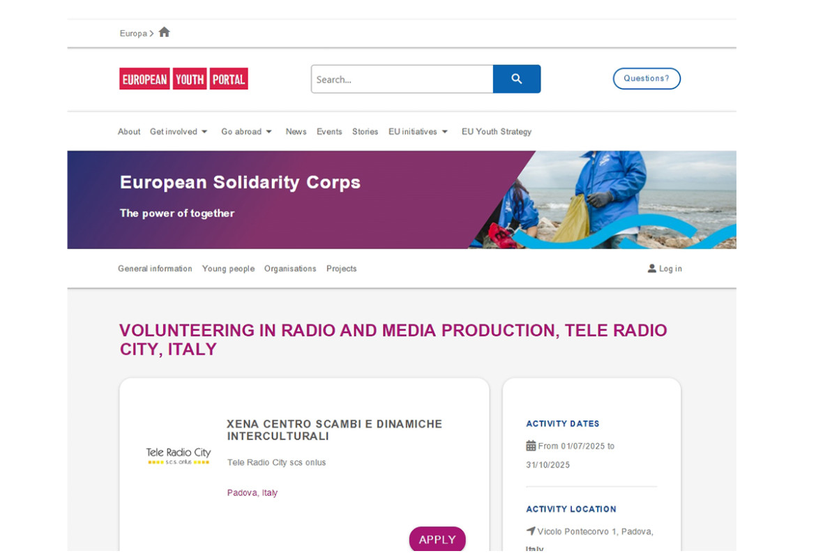 Станьте частиною медіапроєкту в Італії: волонтерство в Tele Radio City